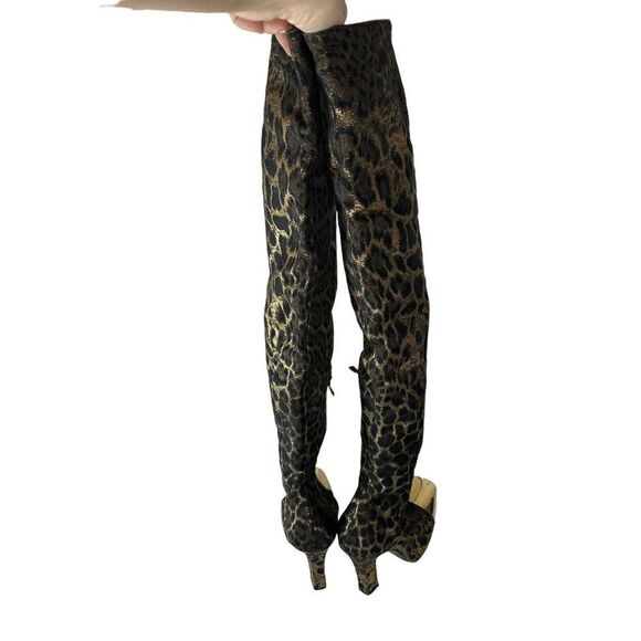 Saint Laurent Gold and Black Over the Knee Boots - Picture 10 of 14
